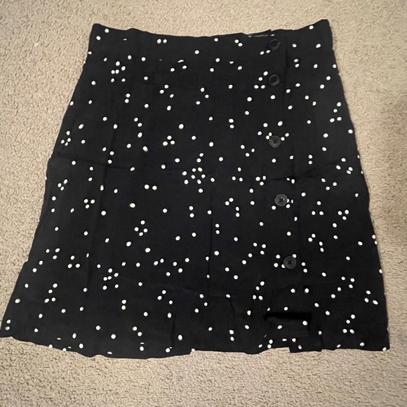 NWT black button up polka dot mini skater style skirt - Picture 1 of 3